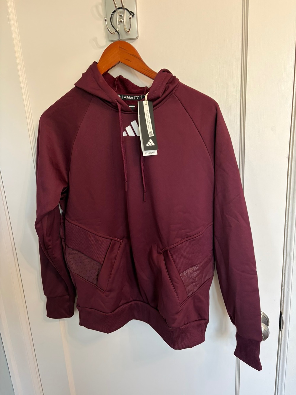 Adidas AEROREADY Travel Knit Pullover Hoodie Maroon Women's S NWT